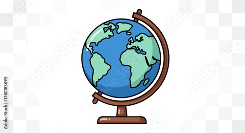 Simple Cartoon World Globe Illustration - Minimalist School & Travel Clipart