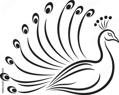 black and white peacock vector
