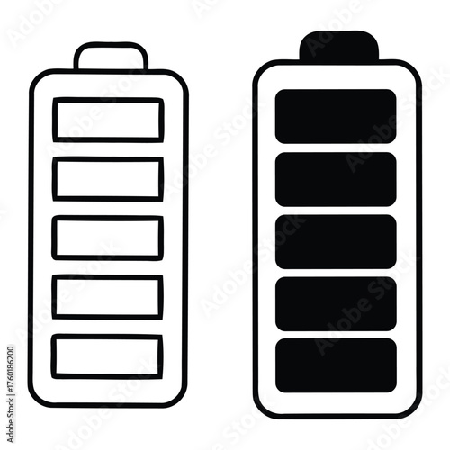 Two Battery Level Indicators Showing Full Power Capacity Icon Design