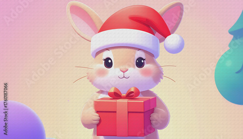 rabbit with santa hat
