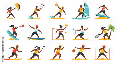 Diverse Athletes Engaging in Various Summer Sports Activities.