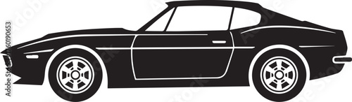 Classic Black Sports Car Icon - Vector Illustration
