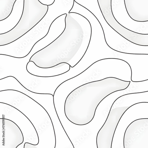 Abstract organic shapes with flowing lines and subtle shading on a white background, creating a modern and minimalist design.