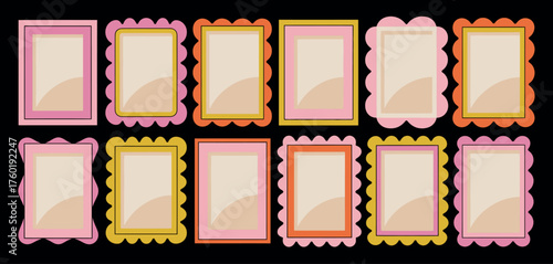 Hand-Drawn Wavy Frames, Curved Squiggly Borders, Geometric Doodle Frames for Posters, Invitations, Cards, and Colorful Vector Patterns
