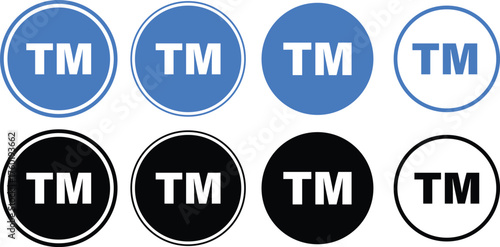 Black TM trademark icon illustration, tm trademark symbol, trendy stroke line style,
