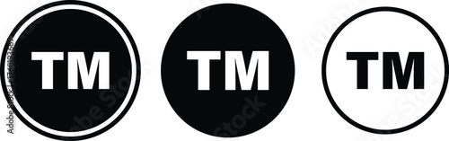Black TM trademark icon illustration, tm trademark symbol, trendy stroke line style,
