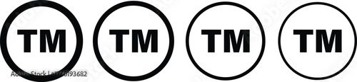 Black TM trademark icon illustration, tm trademark symbol, trendy stroke line style,

