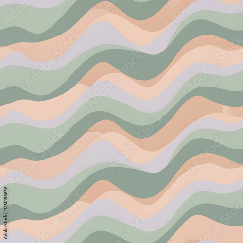 Abstract wavy pattern with pastel colors, creating a calming and modern aesthetic.