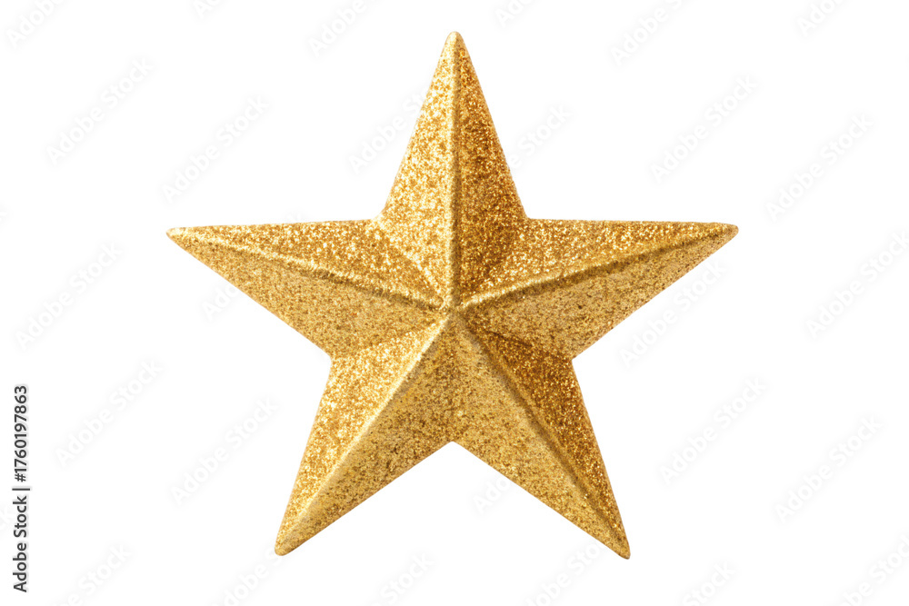 Fototapeta premium Stunning golden star shining brightly, perfect for adding sparkle to holiday designs and festive promotions for Christmas season sales