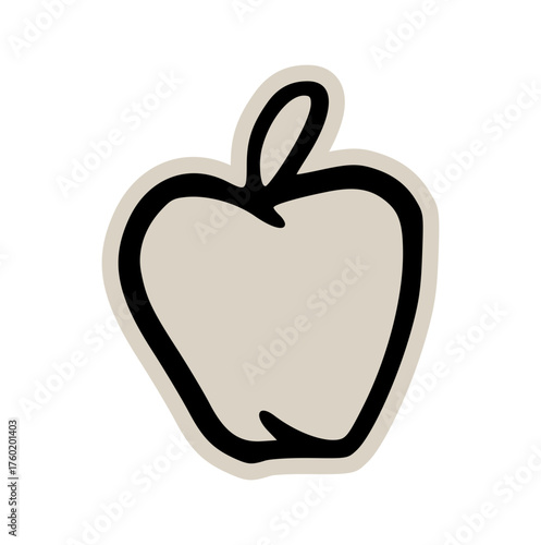 Fresh apple fruit doodle sticker icon: hand drawn illustration of raw food, healthy snack, and minimal nature design