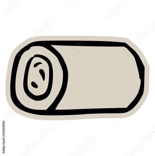 Maki sushi roll doodle sticker icon: hand drawn illustration of japanese raw food, asian cuisine, and minimal restaurant menu design