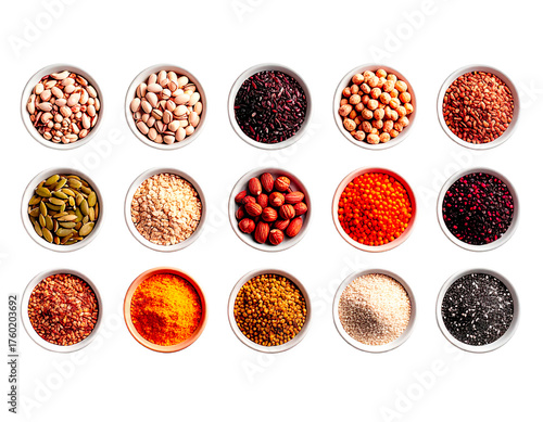 detailed educational chart showing grains and seeds used in global cuisine