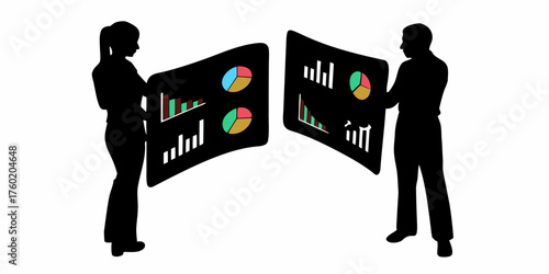 Business team analyzing financial data trends using interactive dashboard displays for strategic planning and insightful decision making in the modern era