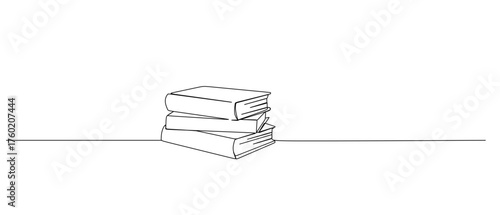 One continuous line drawing of Opened book. Education in school and library studying in simple linear style.Writing draft business in Editable stroke. Doodle vector illustration