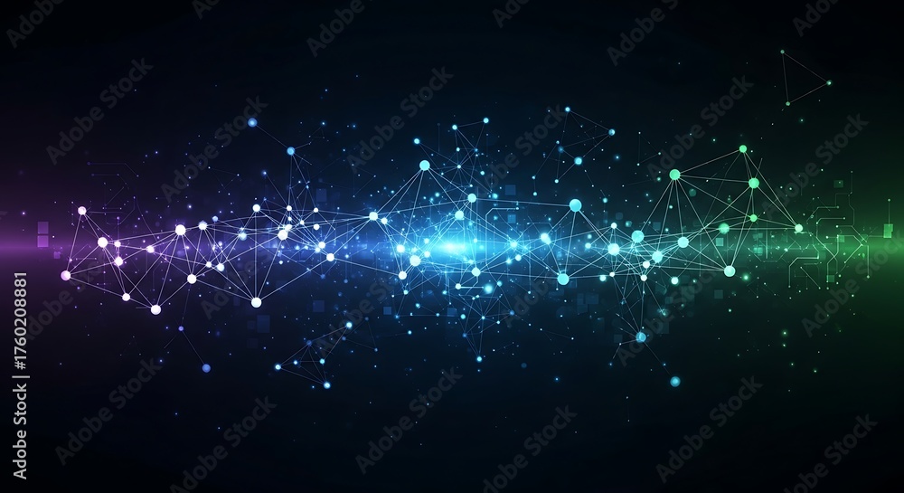 Obraz premium Abstract network of glowing lights in deep space