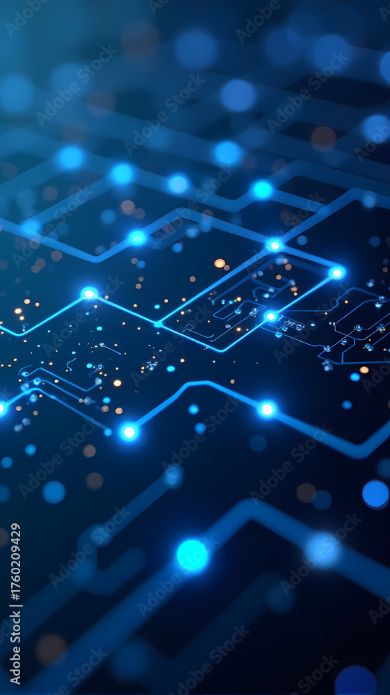 Obraz premium Abstract Circuit Board Background with Glowing Nodes