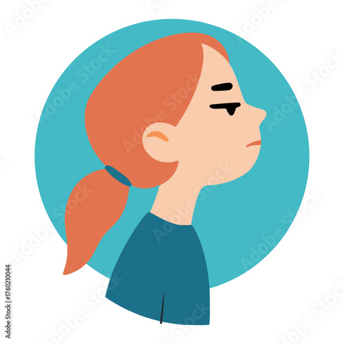 girl with poker face cartoon character flat color vector illustration template design