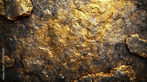 Close up texture of illuminated golden granite revealing rough surfaces and natural mineral veins