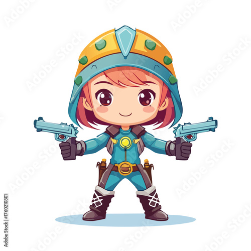 Anime shooter with dual guns ready