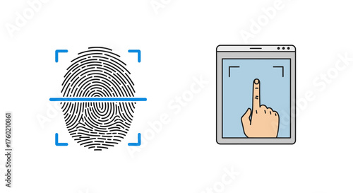 Advanced biometric security featuring fingerprint scanning and touch screen authentication for secure access and digital identity verification, cutting-edge technology