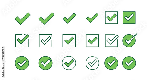 Clean checklist icons for web and app design, offering a variety of choices to enhance user interfaces and confirm selections with clarity and style