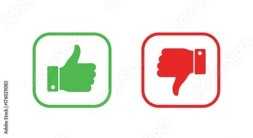 Green thumbs up and red thumbs down for quick feedback, modern approval and disapproval icons, easy to use rating system, a professional design choice