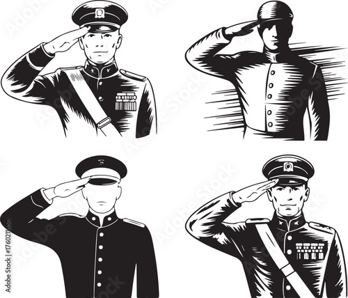 Saluting military officers show respect and honor
