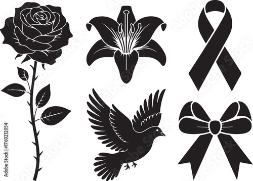 Somber symbols of remembrance grief loss and peace