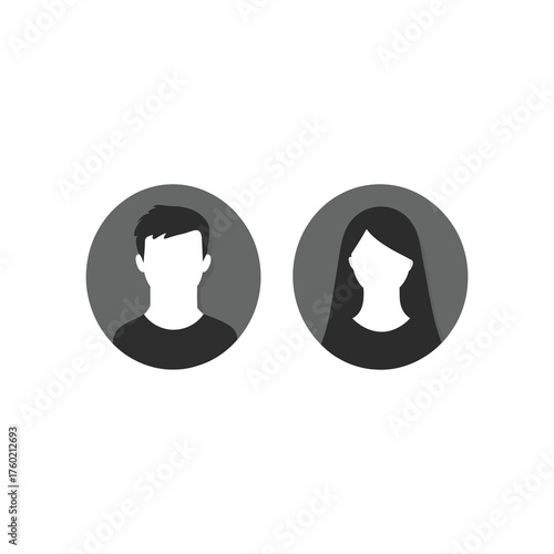 Faceless man and woman avatar profiles representing diverse anonymous people isolated against white background
