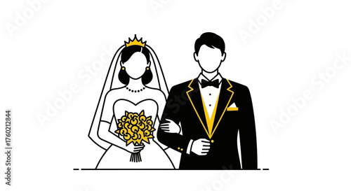 Elegant Wedding Couple in Classic Attire, Ready to Celebrate Love.