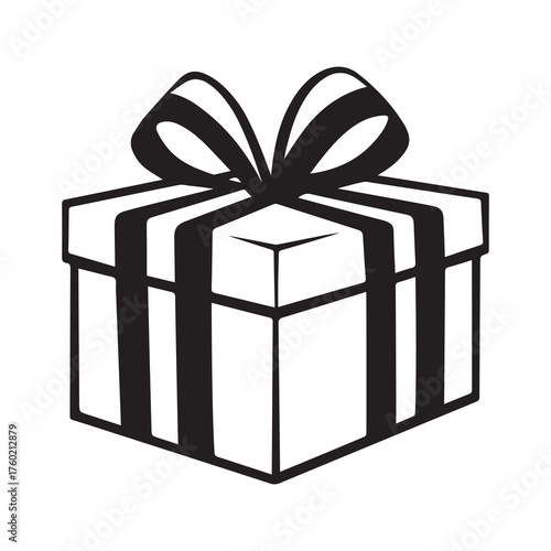 An isolated icon shows a square gift box with a bow on white background
