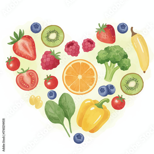 Healthy Lifestyle Watercolor Collection: Wellness, Fitness, and Balanced Living on a Clean White Background