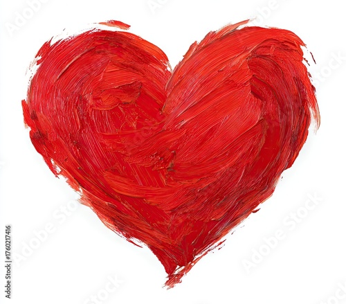 Red heart painted with thick brushstrokes