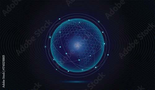 High-speed internet technology concept, world map, global connectivity network.