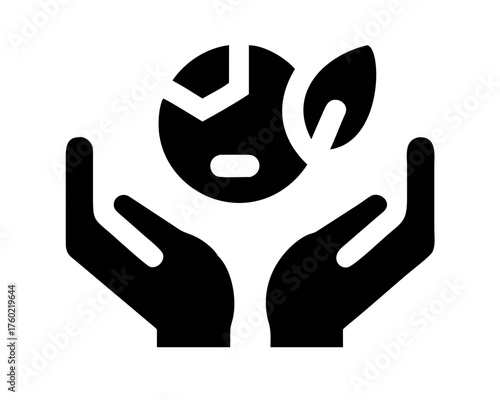Hands holding earth with leaf for environment