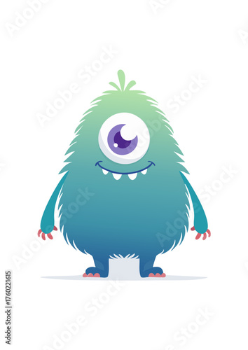 Fluffy Blob Monster Character – Cute Flat Vector Illustration