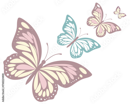 Photos Pastel butterflies flying in the air design