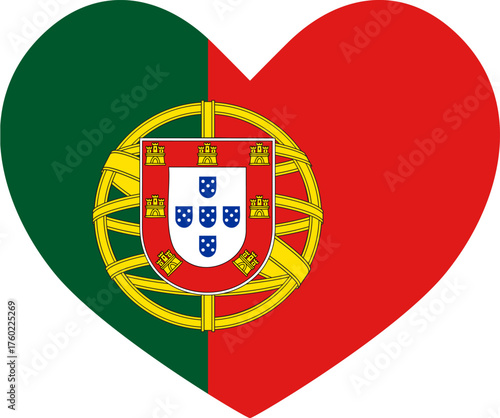 Portugal heart shaped icon flag illustrator national
