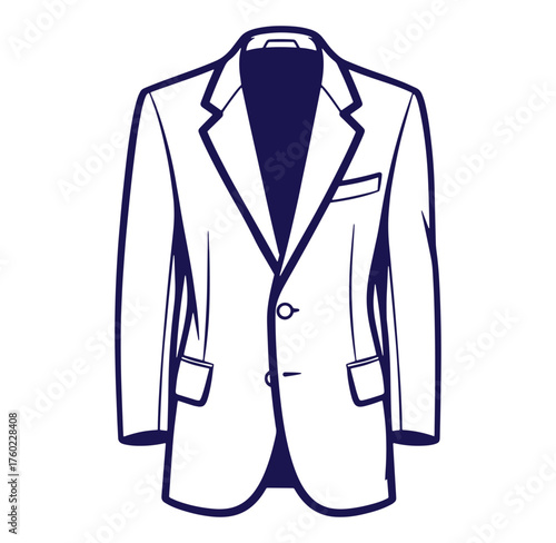 Clean graphic illustration of a classic two button blazer suit for formal wear and fashion
