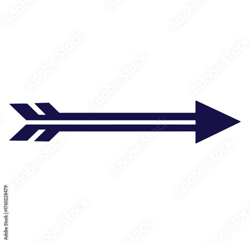 Dark blue arrow pointing to the right simple direction vector illustration isolated on white