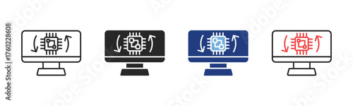 Autonomous Optimization Icon Set With Multiple Styles Vector Illustration