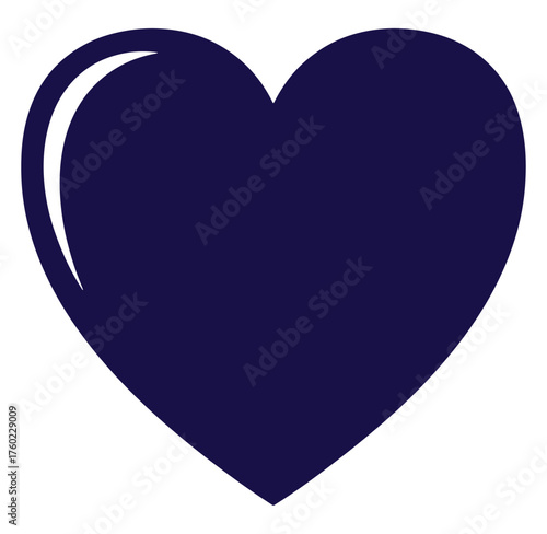 Deep navy heart shape with a highlight for valentine's day and romantic designs