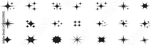 Sparkle vector icons set.Stars collection.Shine icons.
