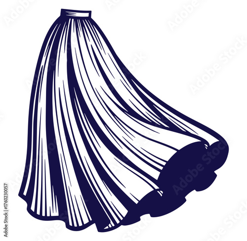Elegant dark blue skirt vector illustration ideal for fashion designs and templates