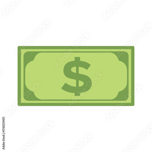 One light green rectangle depicts currency with dark green dollar sign on white background