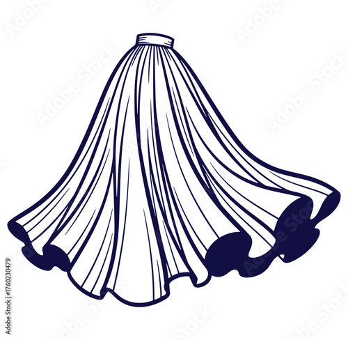 Elegant flowing skirt illustration in a minimalist style perfect for fashion design concepts.