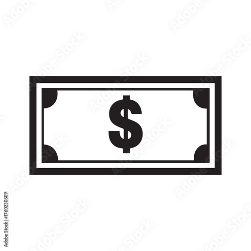 Dollar bill icon features a simple rectangular shape with a bold dollar symbol on it