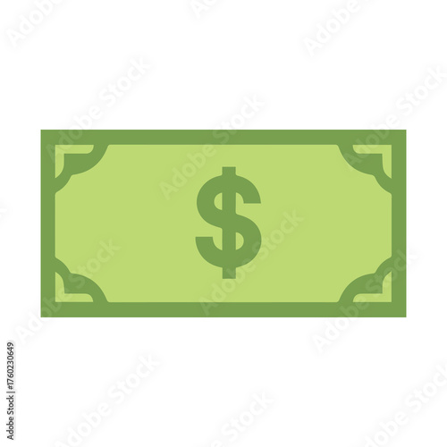 Green dollar bill features elegant corner designs with a bright white background