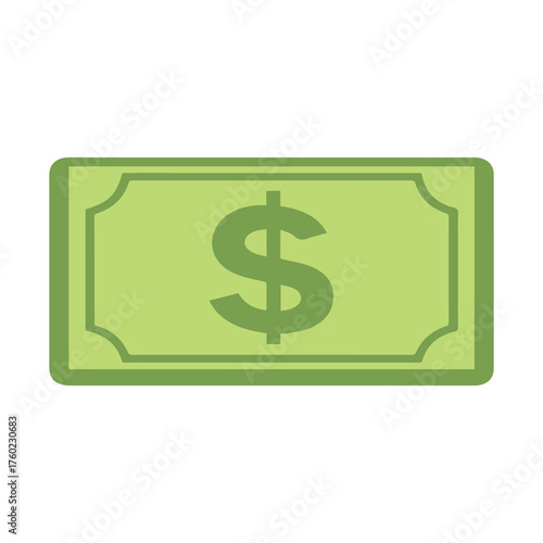 Green paper money features a dollar sign over a white background icon