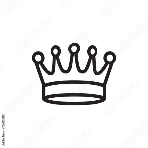 Royal crown featuring a simple black line drawing against white background is elegant